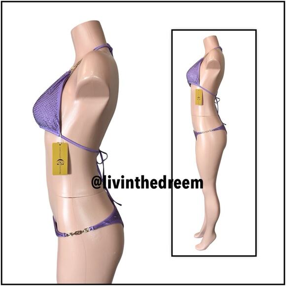 CIOCCOLATO CRYSTAL PURPLE Triangle Top & Skimpy Bottoms BIKINI $385 - Picture 6 of 16